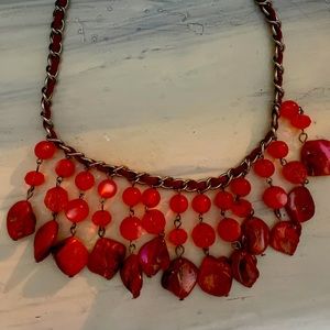 Red stone drop necklace